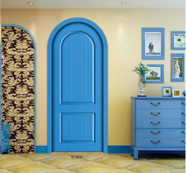 鑫順來(lái)X-2031圓弧異形雕花平開(kāi)隔音實(shí)色混油實(shí)木復(fù)合門(mén)