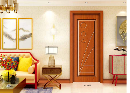 鑫順來X-2053簡約雕花平開封閉漆修色實木復(fù)合烤漆門