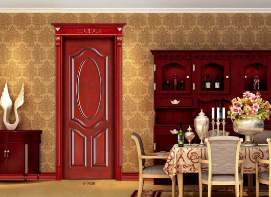 鑫順來X-2008雕花、羅馬柱、帶帽頭實木烤漆門