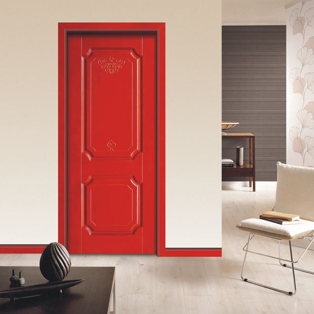 廠家熱賣鑫順來X-8019平開雕花實(shí)木烤漆門