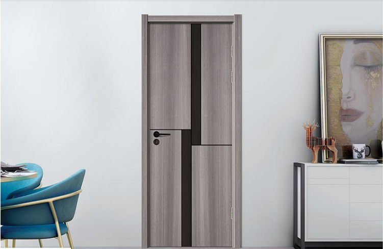 2020年新款零度鑫順來(lái)X-9008平開拼貼鑲金屬條實(shí)木烤漆門